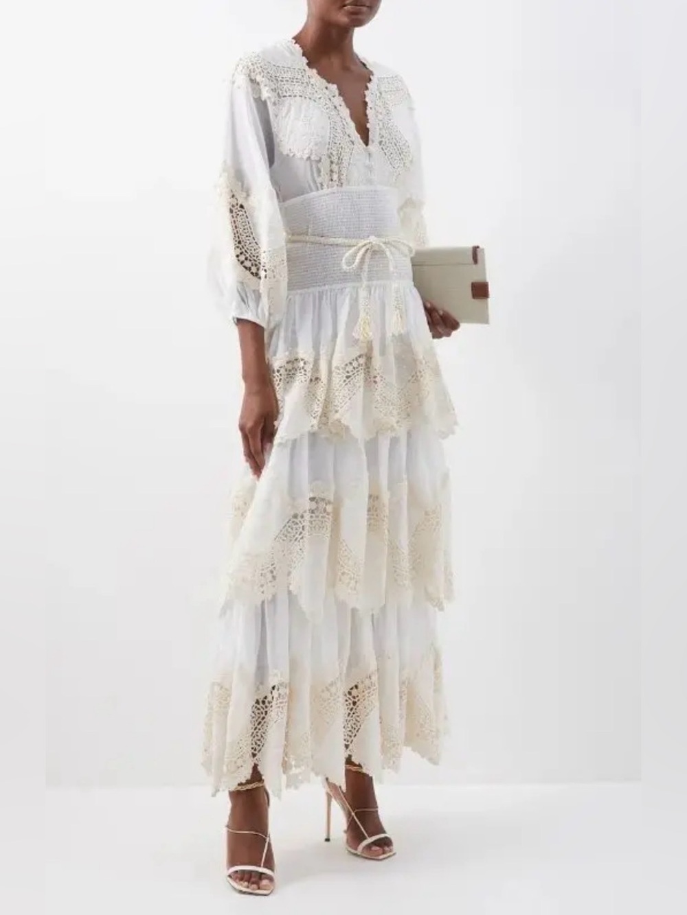 Zimmermann Ivory Crochet-Tiered Maxi Dress